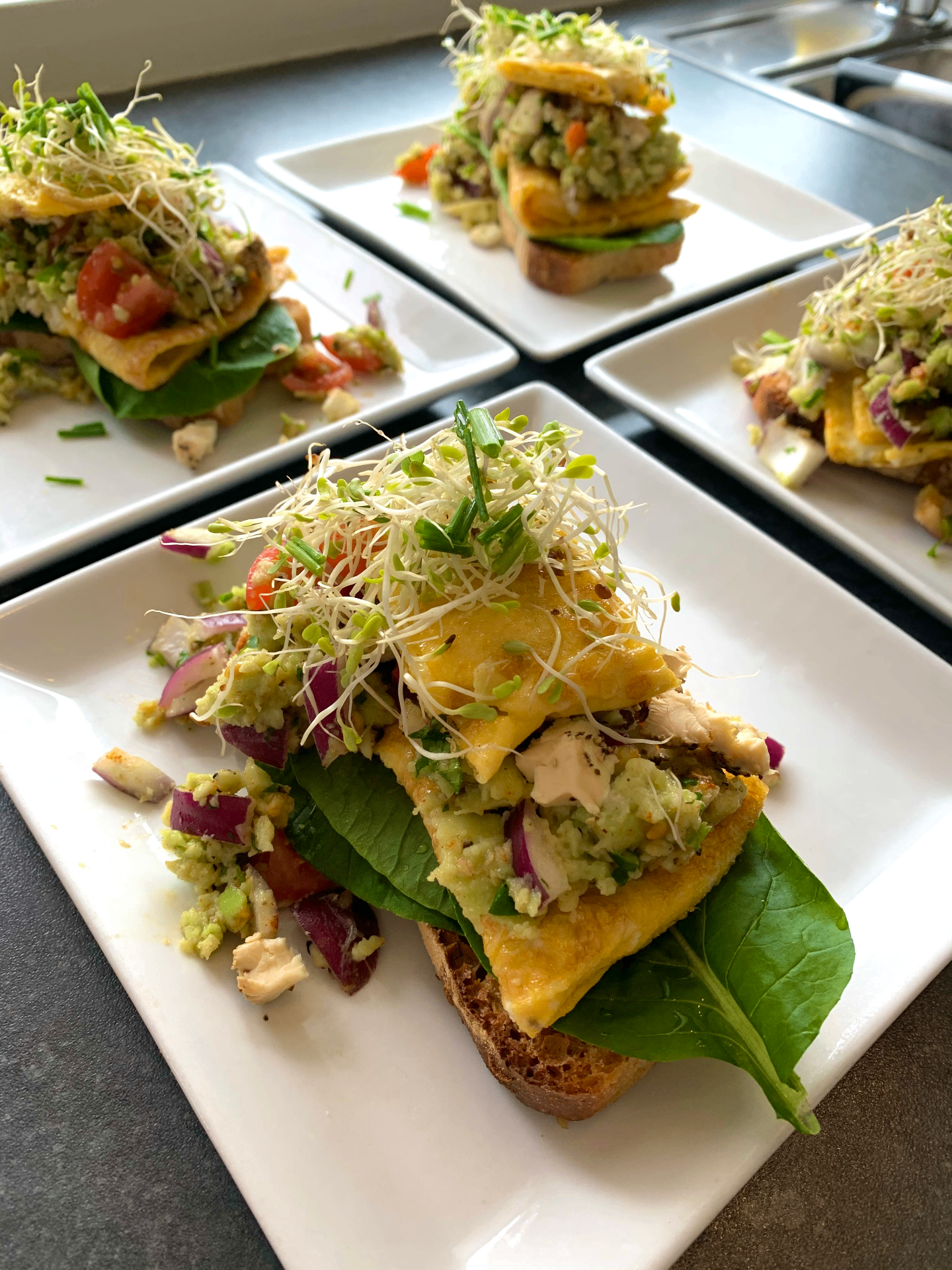 Open-faced brunch plates