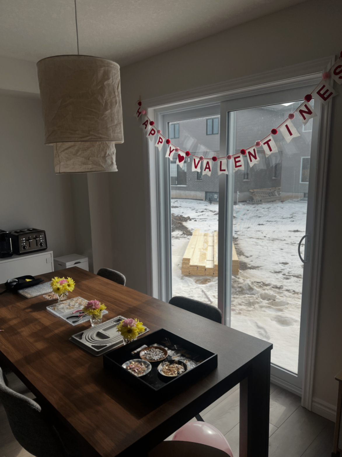Valentine jewelry-making table